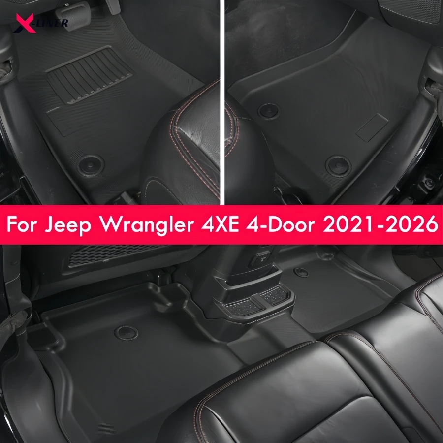 

Комплект из 3-х ковриков для пола для Jeep Wrangler 4XE 4-дверный 2021-2025 2026, леворульный, из TPE, водонепроницаемые, нескользящие, всепогодная защита