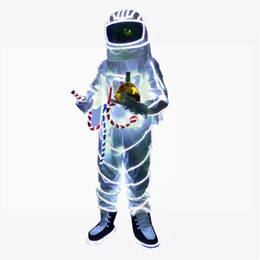 LED space suit stage dance performance wear nightclub interactive atmosphere props party festival glow luminous helmet and shoes