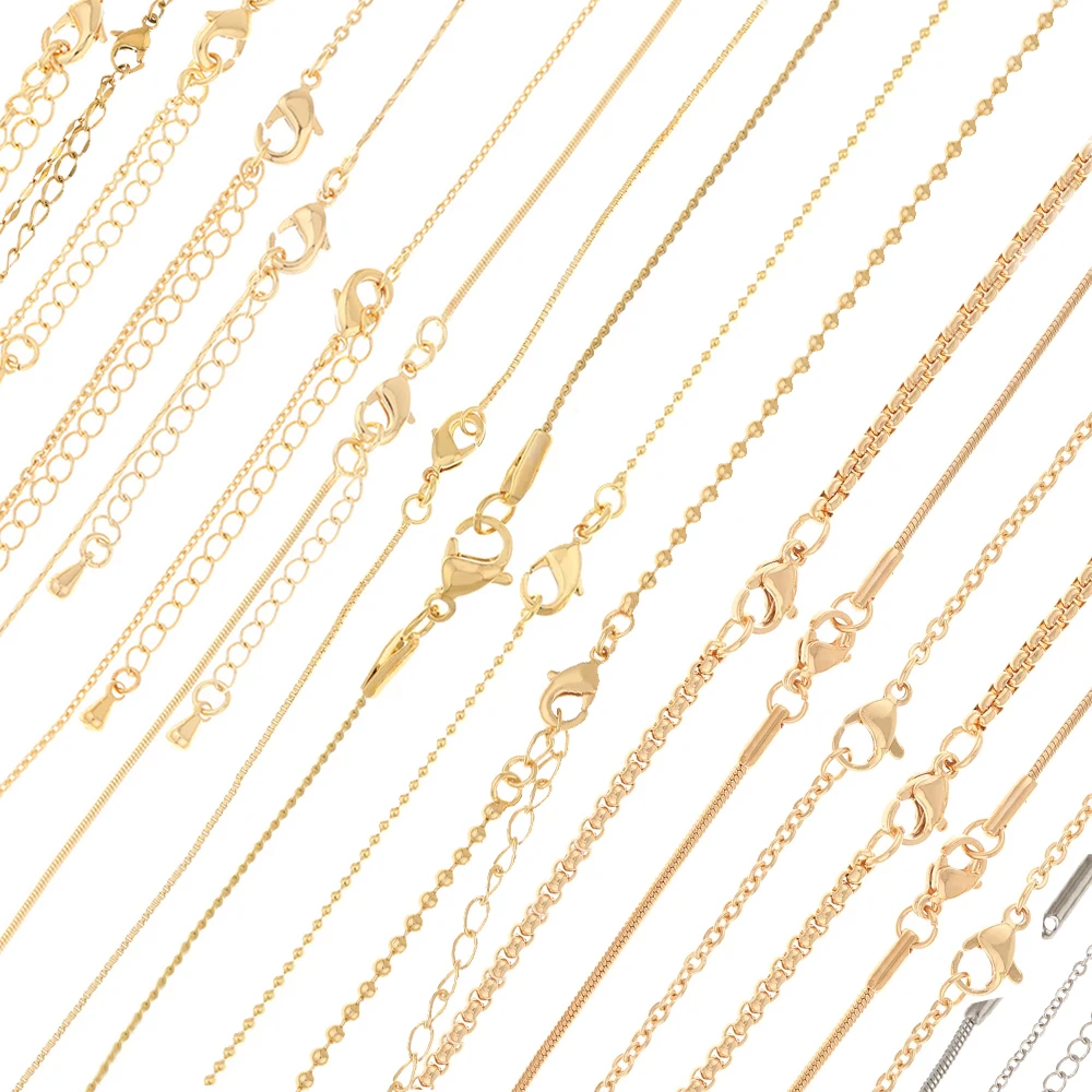 

Цепочка для ожерелья ручной работы/изготовленная своими руками, фурнитура и компоненты для украшений, цепочка из натурального золота/нержавеющей стали # 191548