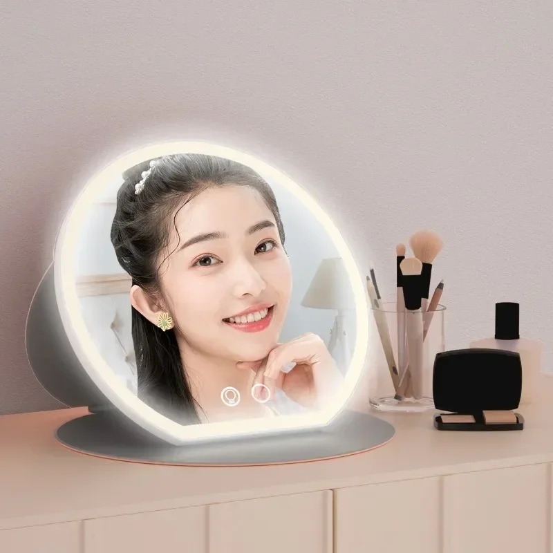 Folding Makeup Mirrors Led Lighted Touch Screen Vanity Mirror Portable Dressing Desktop Cosmetic Mirrors Single Sided Mirror