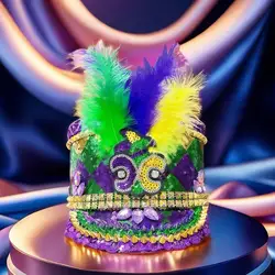 Carnival Bucket Hat Grenn and Purple Top Hat Rhinestone Rivet Chicken Feather Carnival  Top Hat Jazz Stage Hat Halloween Hat