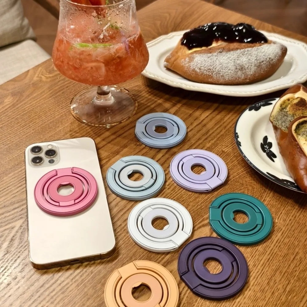 كاندي كولور الهاتف قوس مغناطيسي 360 °   قبضة حامل البنصر الدوارة لحافظة الهاتف ملحقات حامل مغناطيسي مثبتة على السيارة