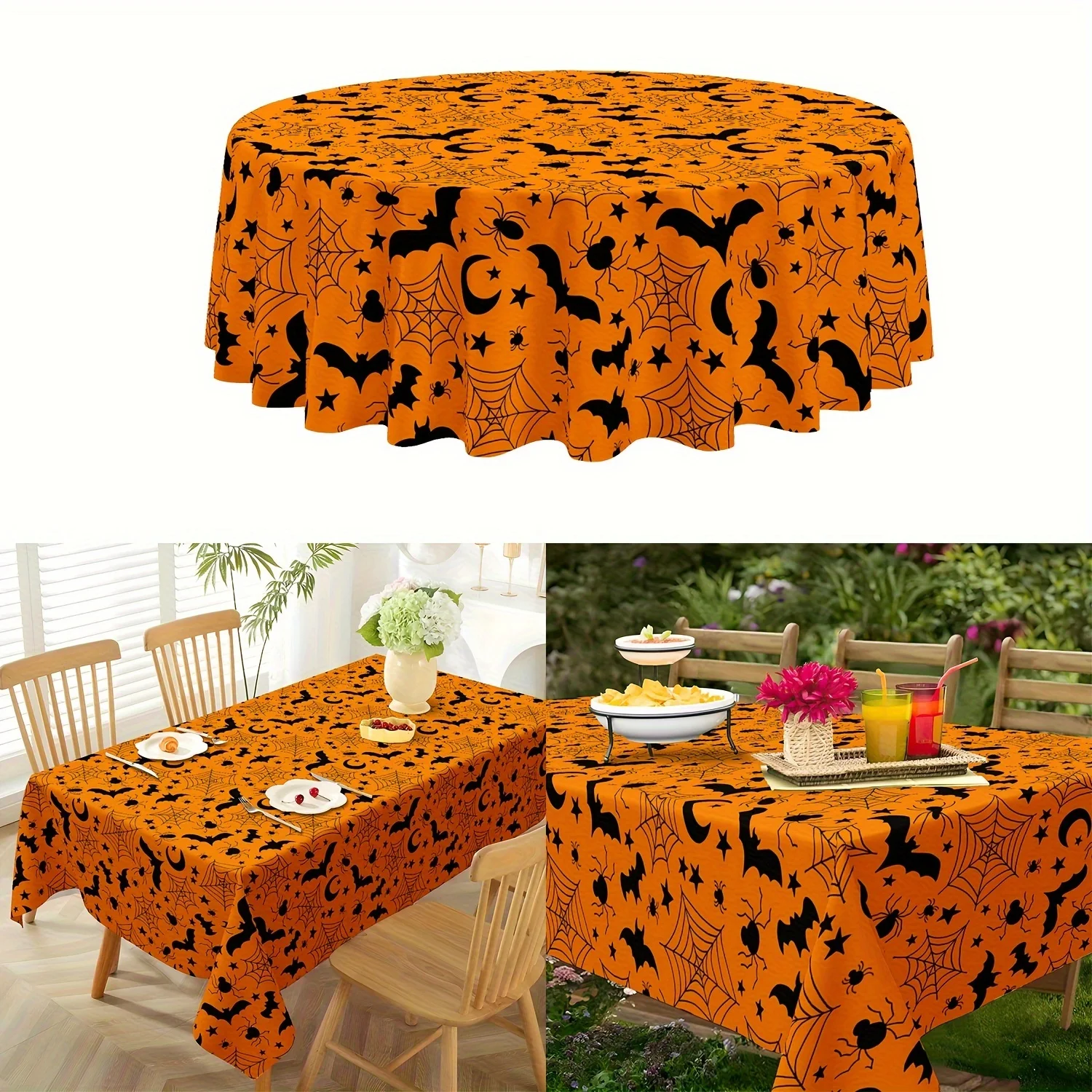 One Halloween tablecloth - Bat, spider web, moon and star pattern tableclothzyc
