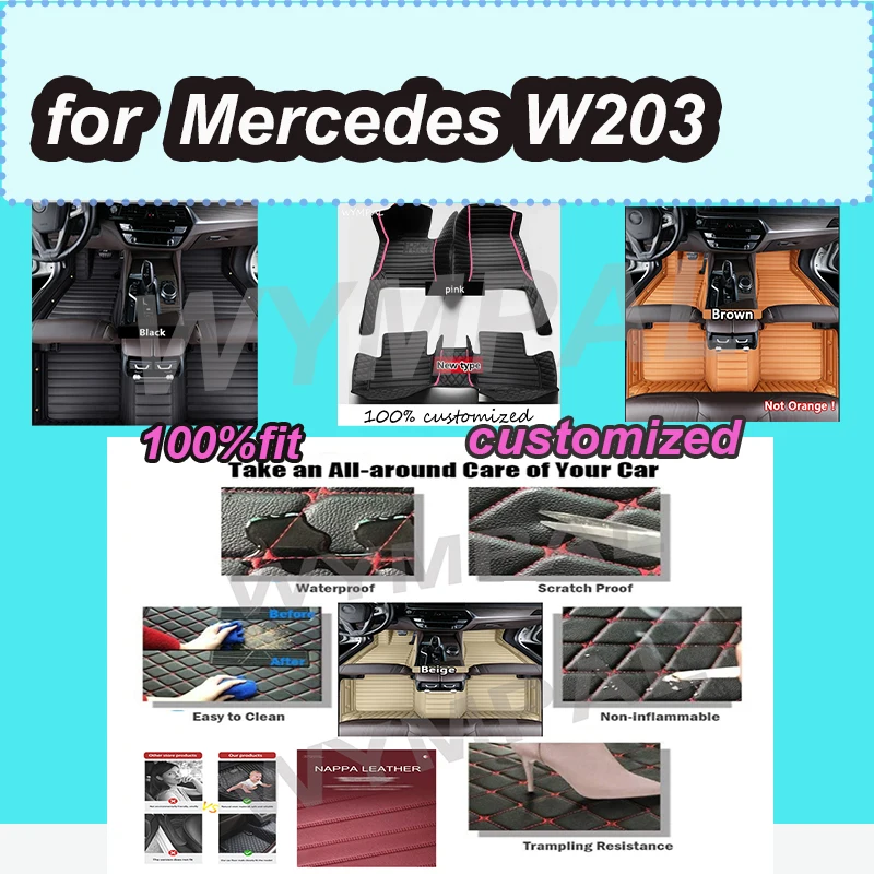 

LUXURY Car Floor Mats For Mercedes W203 2001 2002 2003 2004 2005 Floor Mats Auto Luxury Leather