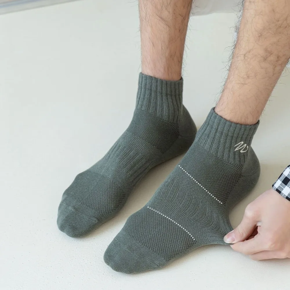 

7 пар простых однотонных мужских носков-трубок, размер EUR 37-44, с вышивкой, дышащие, мужские носки