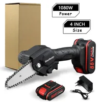 1080W 4/6 Inch 88VF Mini Electric Chain Saw with Upgraded Battery Rechargeable Woodworking Pruning One-handed Saw Garden Tool