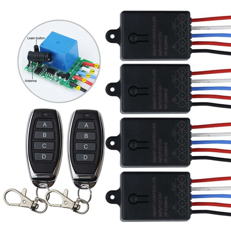 Top Deals 433Mhz DC 12V 1CH Universal Smart Home Wireless RF Remote Control Switch Relay Receiver Module And 433 Mhz Transmitter