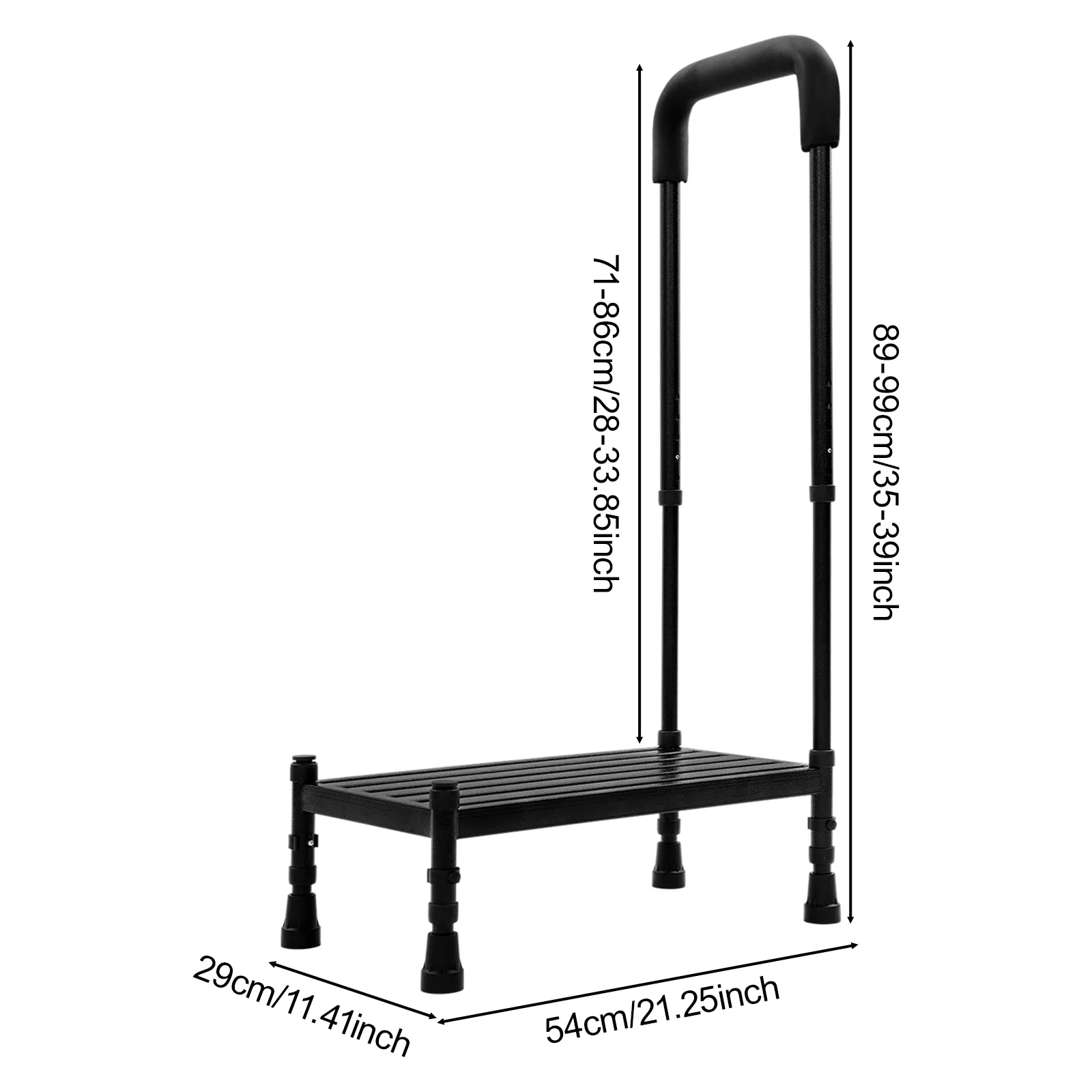 أسود الكربون الصلب 99 سنتيمتر عالية خطوة واحدة مقعد مع درابزين قابل للتعديل عدم الانزلاق البراز داخلي مساعد تسلق البراز