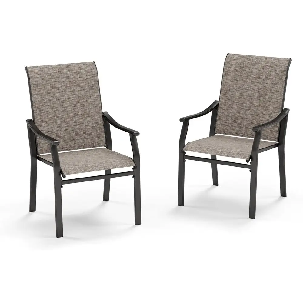 

2-Piece Outdoor Patio Chair Set with Textilene Fabric and Heavy-Duty Iron Frame, Suitable for Lawn, Garden, and Deck, Supports U