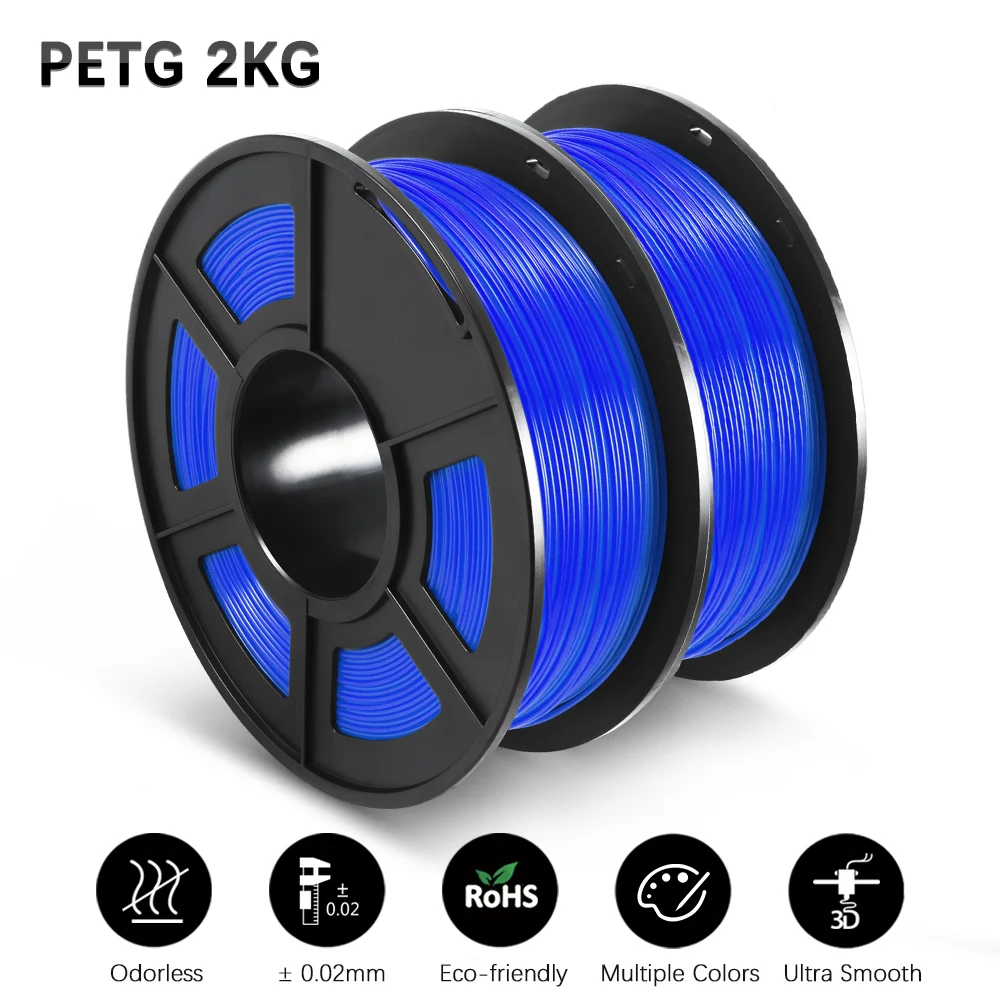 SUNLU 2KG 3D PLA/PETG/PLA PLUS/Clear Filament 1.75mm 2Roll 1KG 3D Printer Netjes Wond 3D Filament voor 3D Printer & 3D Pen