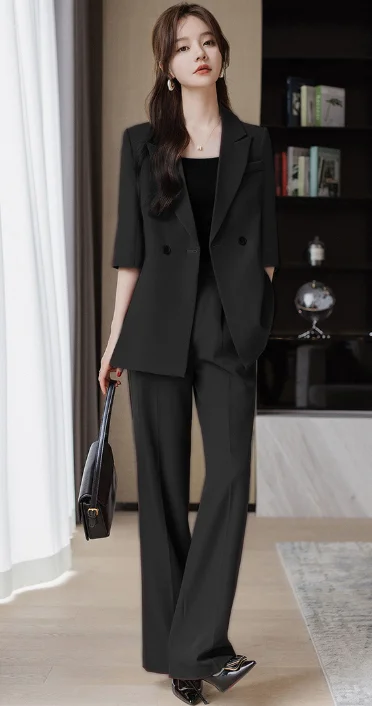 Seven-eighth sleeve women's summer thin new style temperament professional petite woman's commuting suit pants