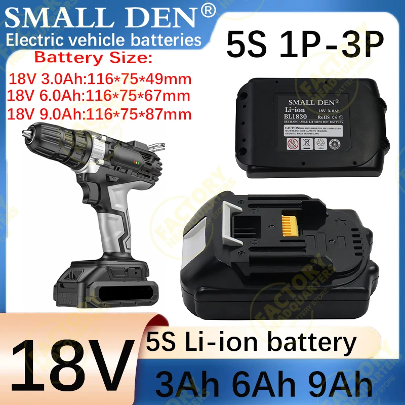 

18V 9Ah 6Ah 3Ah Battery 18650 Lithium-ion Battery Replacement Battery For Makiita BL1830 BL1860 BL1890 LXT400 Power Tools