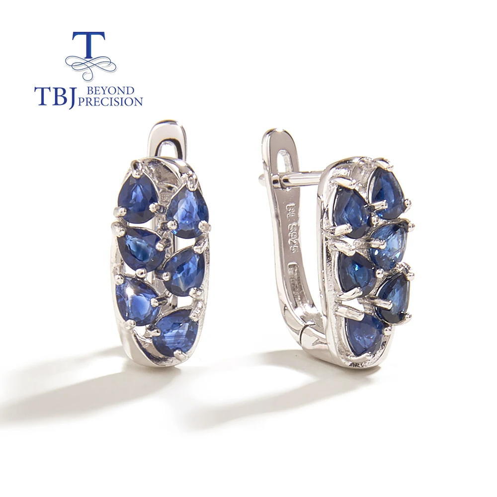 

Light luxury blue sapphire earrings 925 sterling silver precious gemstone fine jewelry girls holiday gift