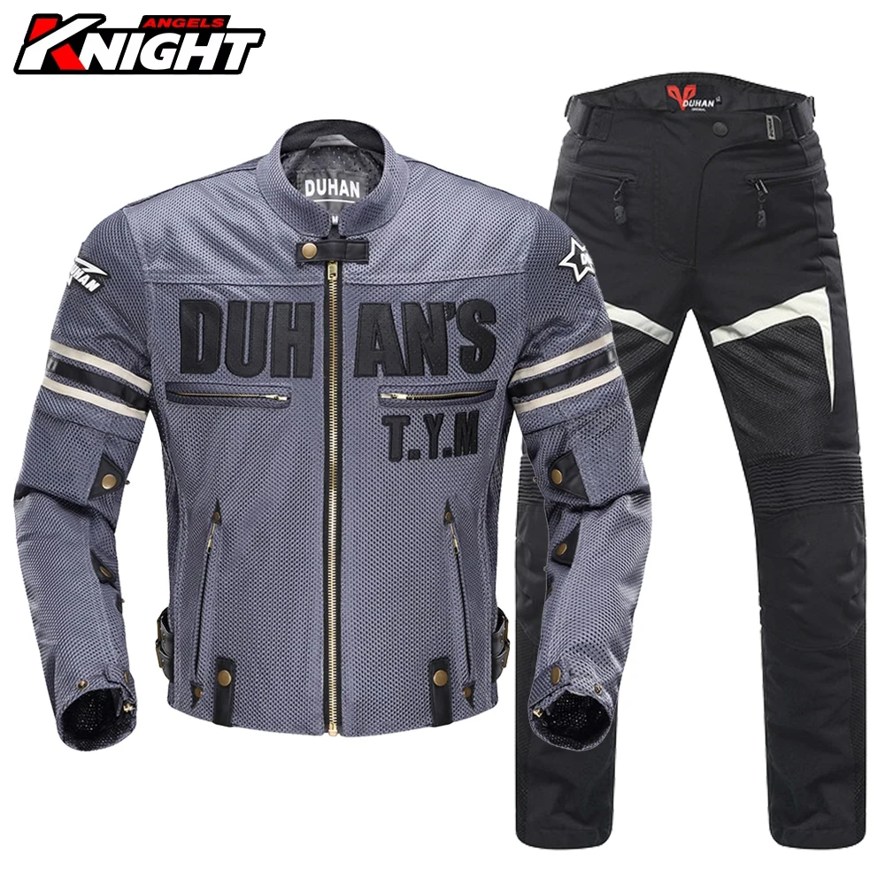 

DUHAN Summer Racing Jacket Men Mesh Motorcycle Riding Jacket Anti-drop Motorcycle Jacket Detachable Short-sleeved Riding Clothes