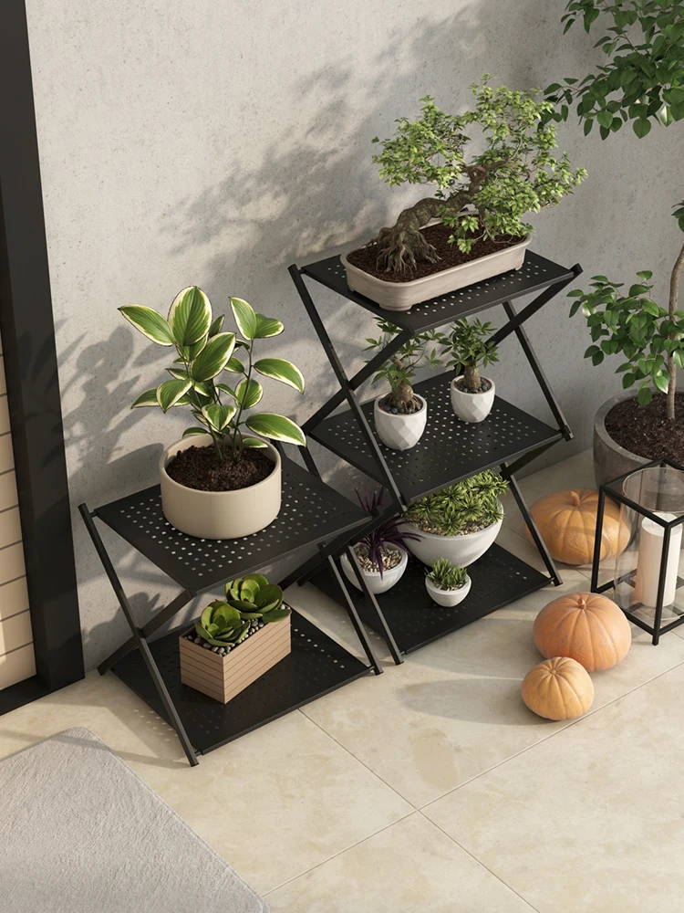Magazine Book Newspaper Rack Outdoor Flower Rack Folding Shelf Potted Storage Rack Balcony Outdoor Plant  Simple Living Room