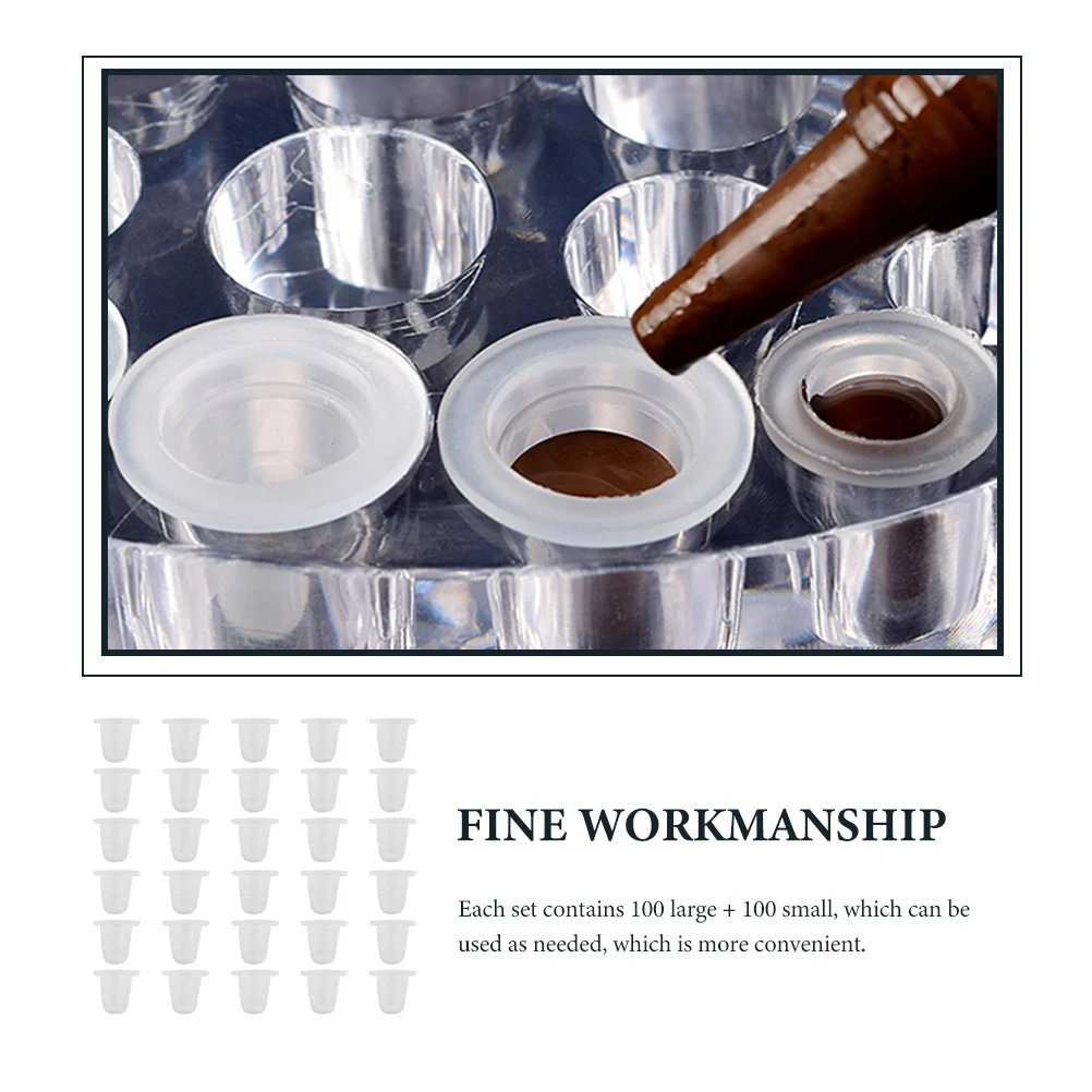 

200pcs Supple Silicone Ink Cups Pigment Ink Caps Holders For Tattoos Supplies Multi-Functional Pigment Cups Safe Hygienic No