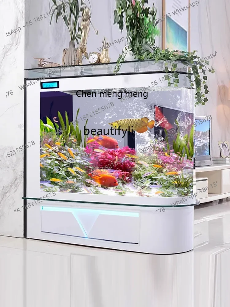 scn8617 Screen Fish Tank Living Room Floor Partition with Cabinet Hallway Glass Fish Globe Aquarium