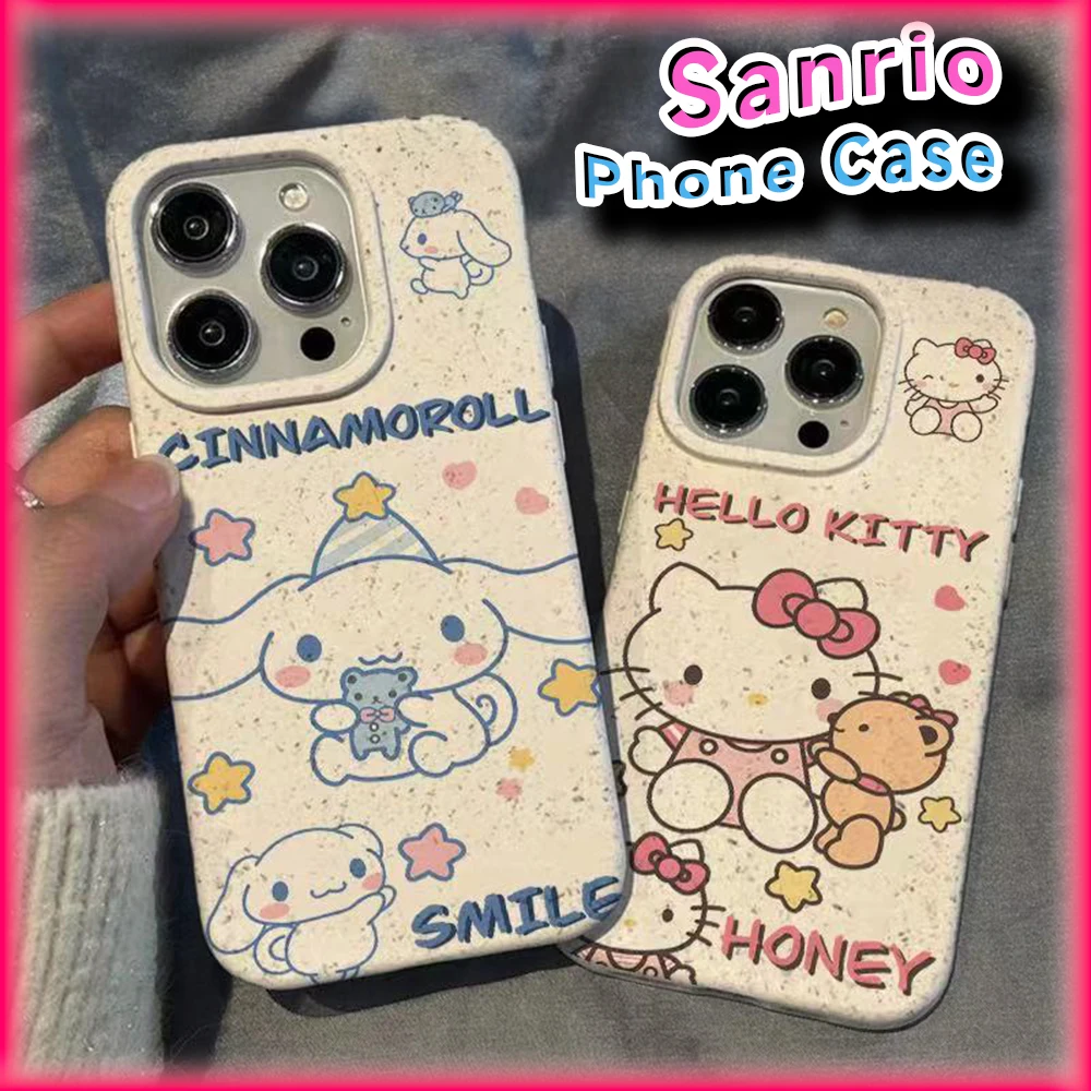 جراب هاتف Kawaii Hello Kitty ، غطاء واقي إبداعي للفتاة ، موضة أنيمي ، سانريو سينامورول ، 11 ، 12 ، 13 ، 14 ، 15 برو ماكس