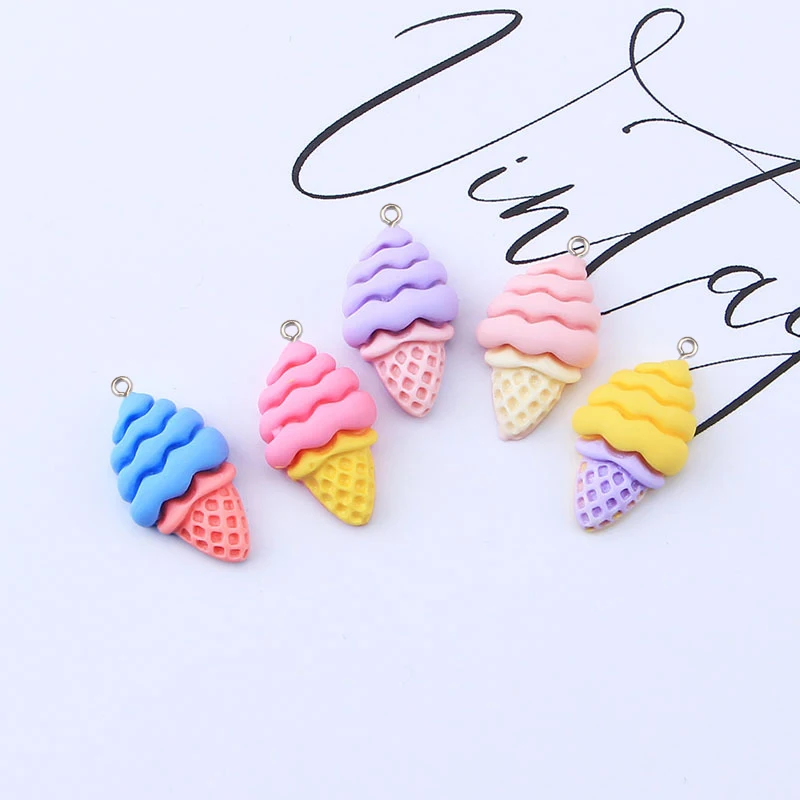 100pcs Colorful Resin Ice Cream Donut Charm Pendant for Jewelry Making Earrings Necklace Keychain Accessories