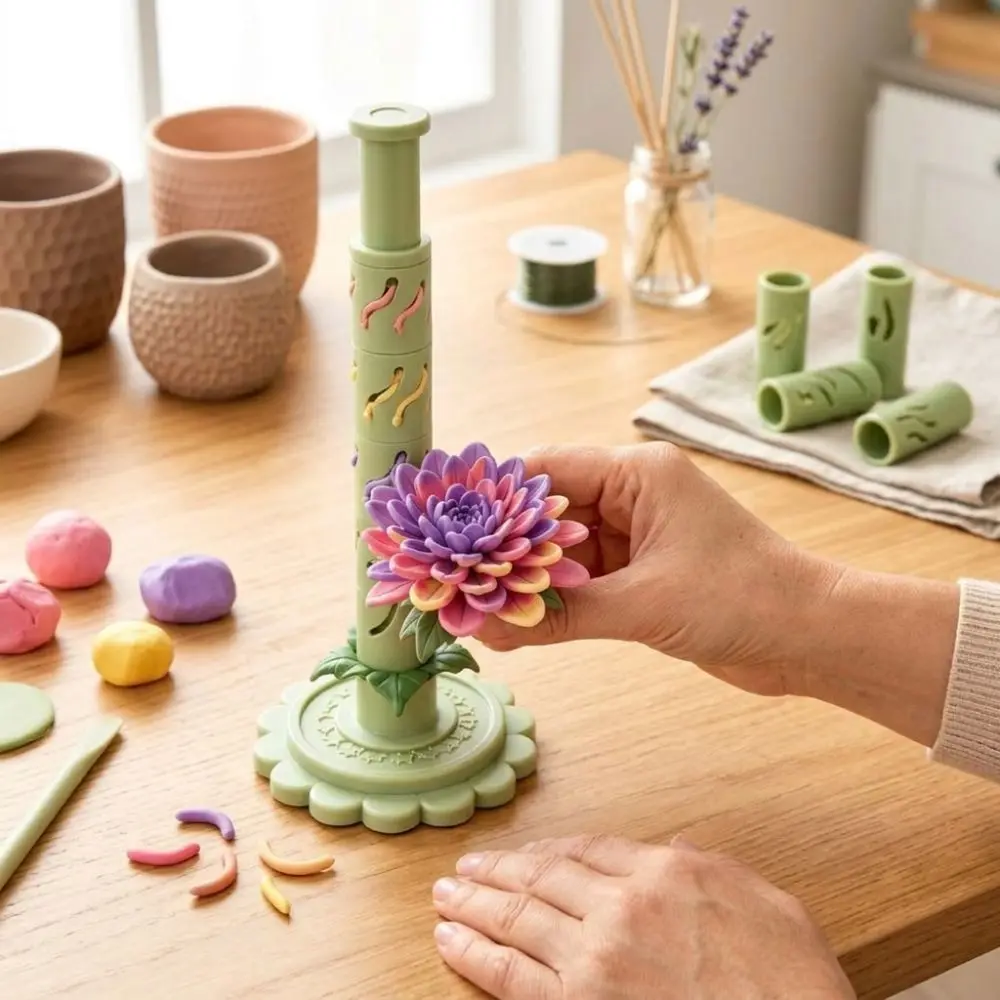 3D Printed Clay Flower Making Tool Handmade 9 Shaping Sleeves Modular Clay Bloom Maker Hand DIY Multi-Cavity Petal Mold Set