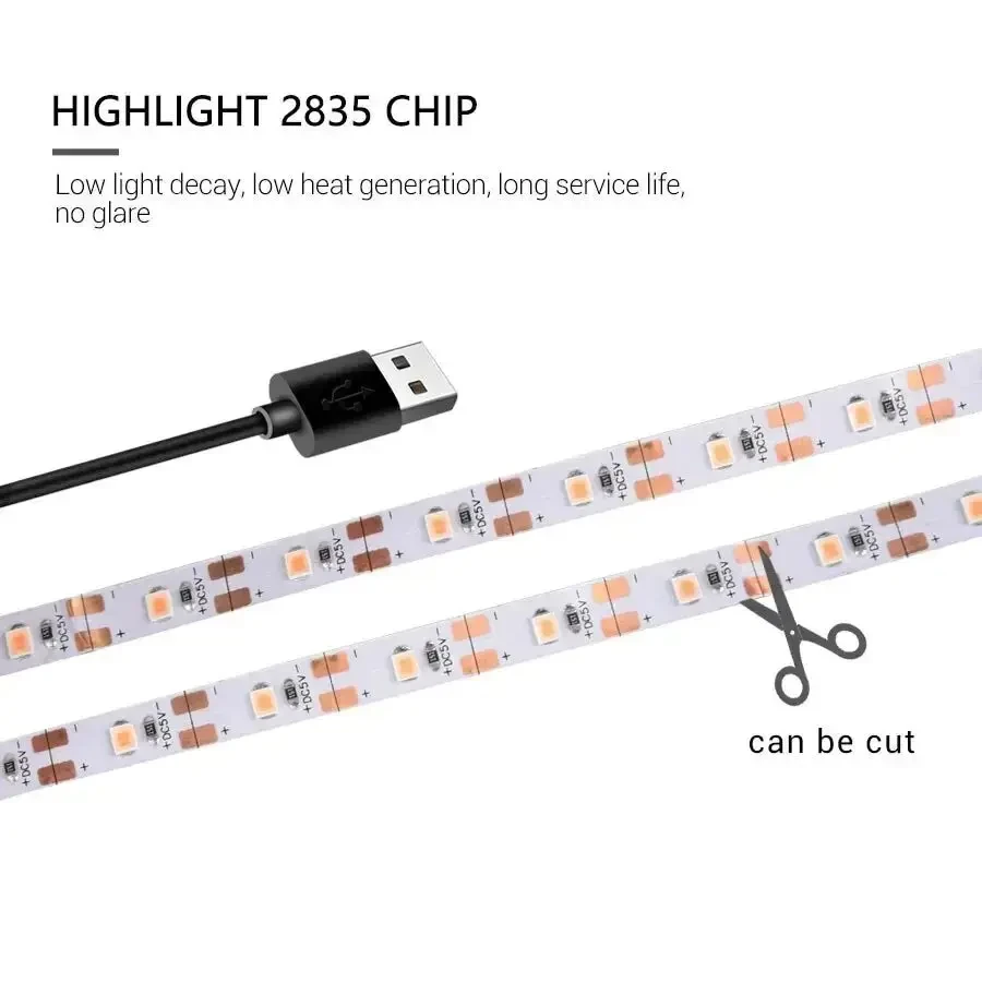 1-3M 2835 USB Plant Light Grow Strip  LED Full Spectrum Waterproof LED Chip For Greenhouse Flower Seedling Grow Tent Hydroponic