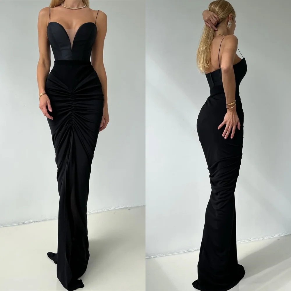 

Customized Mermaid Sexy Black Jersey Evening Dresses Classic Sleeveless Homecoming Dresses Modern Special Occasion Gowns
