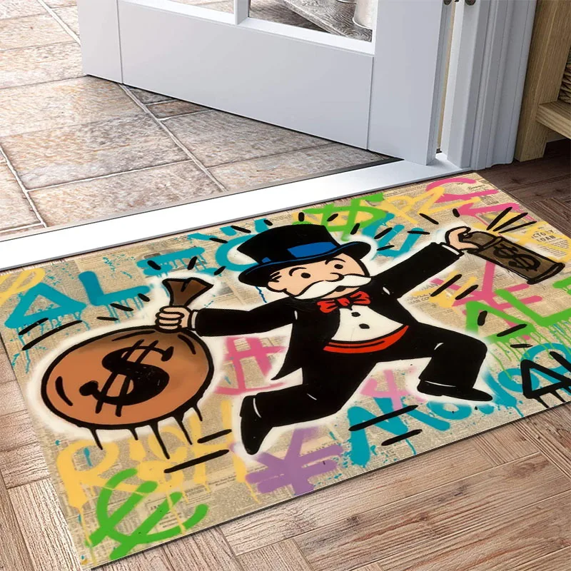 Cartoon Luxury D-Dollar M-MonopolyS Door Mat for Living Room Bedroom Kitchen Doormat Area Non-Slip Rug