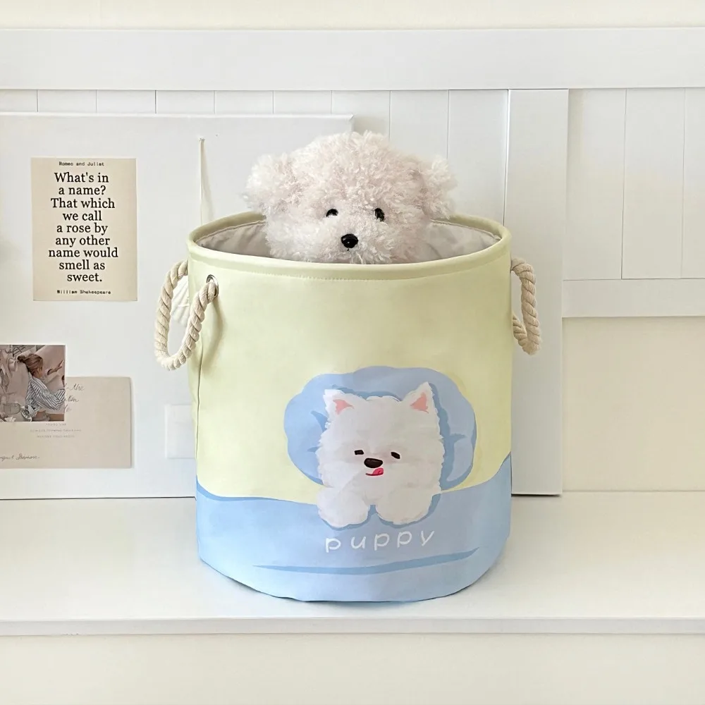 

Korean Style Foldable Laundry Hamper Cartoon with Handle Clutter Baskets Space-Saving Dirty Clothes Basket Closet