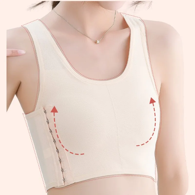 Women Breathable Chest Binder Summer Ice Silk Side Buckle Short Vest Sportwear Corset Top Lesbian Les Breast Binder Shaper