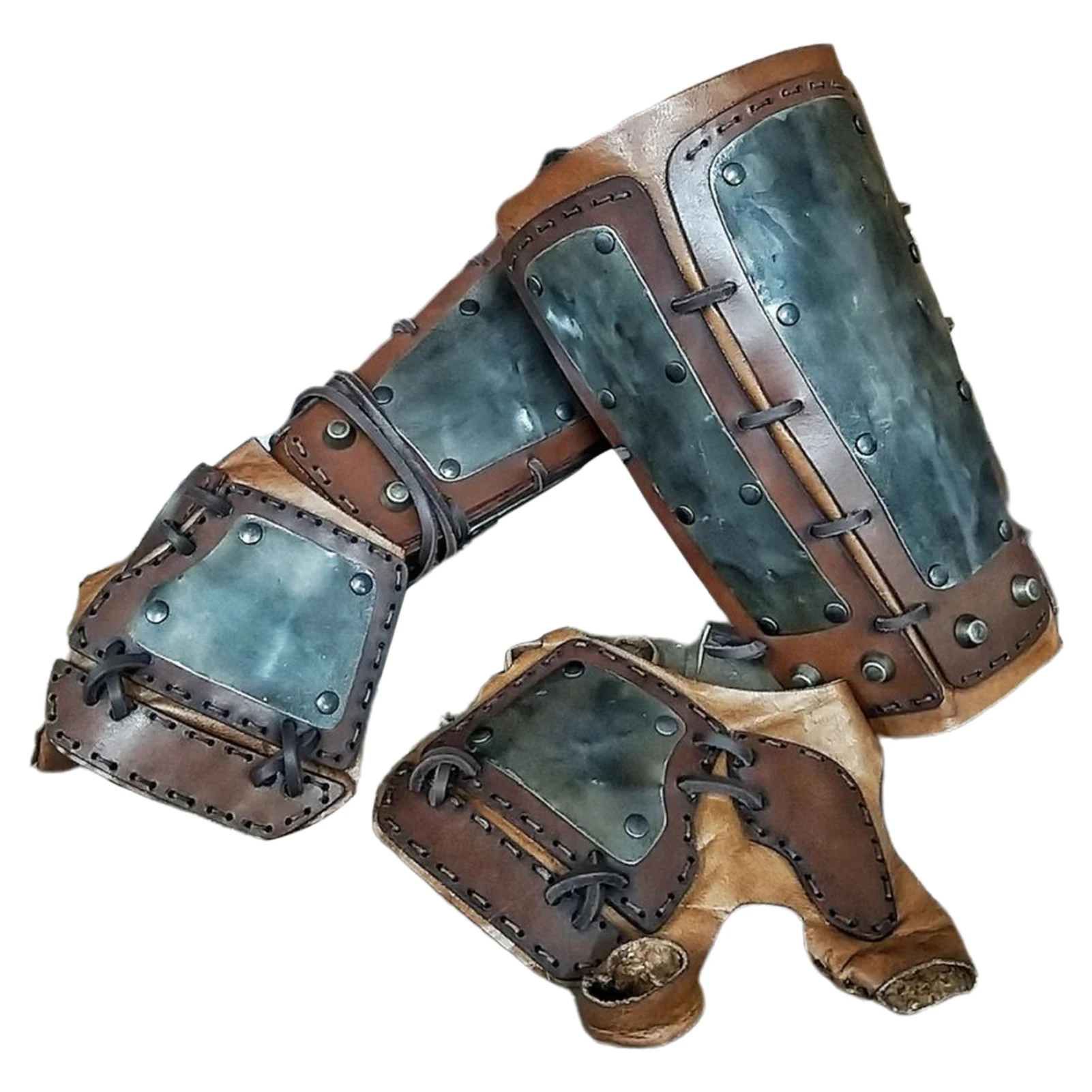 Bracer Medieval For Men Larp Warrior Arm Cuff Armor Gauntlet Wristband Leather Buckle Rivet Knight Wrist Guard Wristband