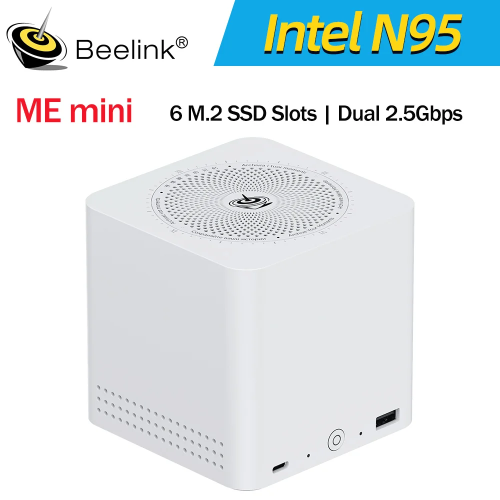 2025 Beelink ME Mini Intel Alder Lake N95 LPDDR5 12GB RAM 1T SSD WiFi6 BT5.2 4K Dual Lan home network storage nas mini host