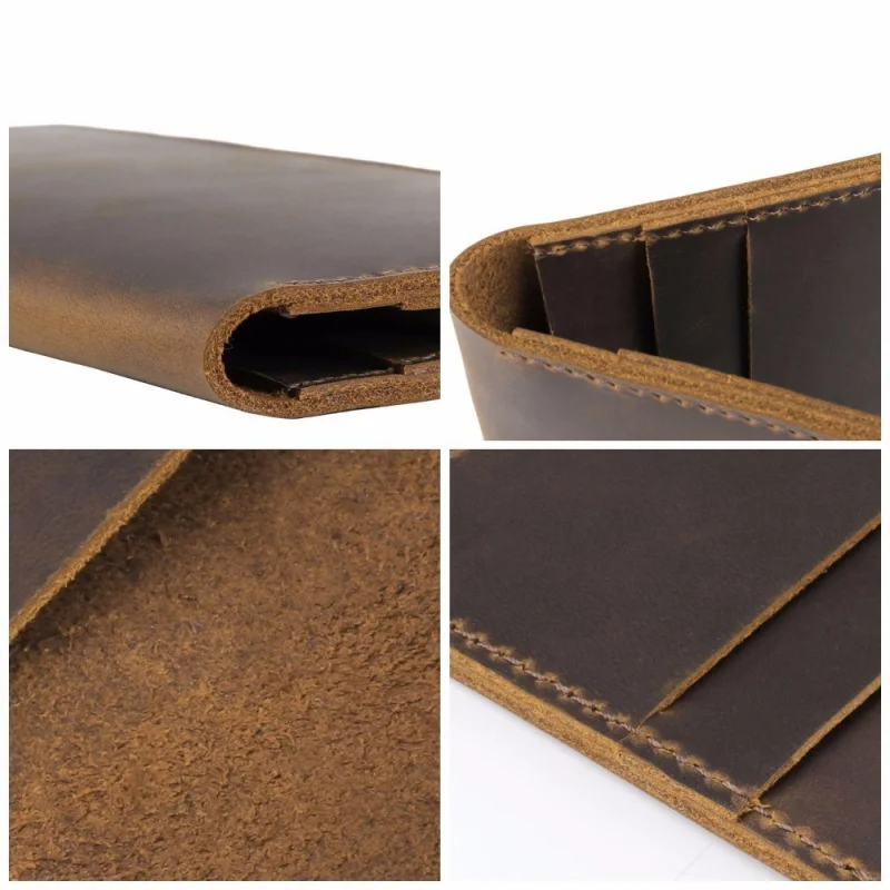 GENODERN Crazy Horse Leather Long Wallets Genuine Leather Bifold Men Wallet Vintage Male Purse  carteira feminina