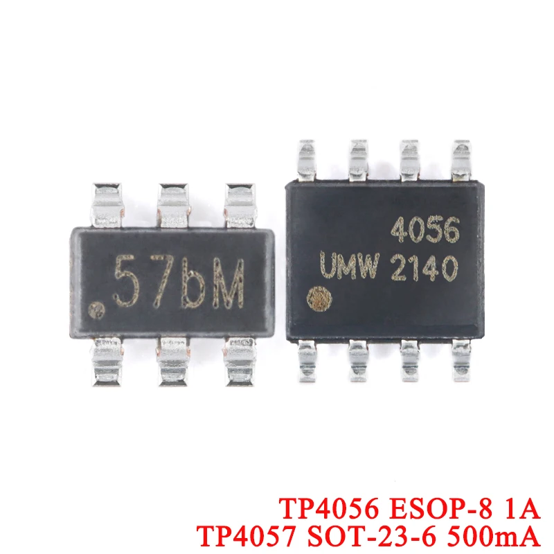 100pcs/5pcs TP4057 57bM SOT-23-6 SOT23 500mA TP4056 4056 ESOP-8 1A Battery Power Management Chip IC Controller New Original