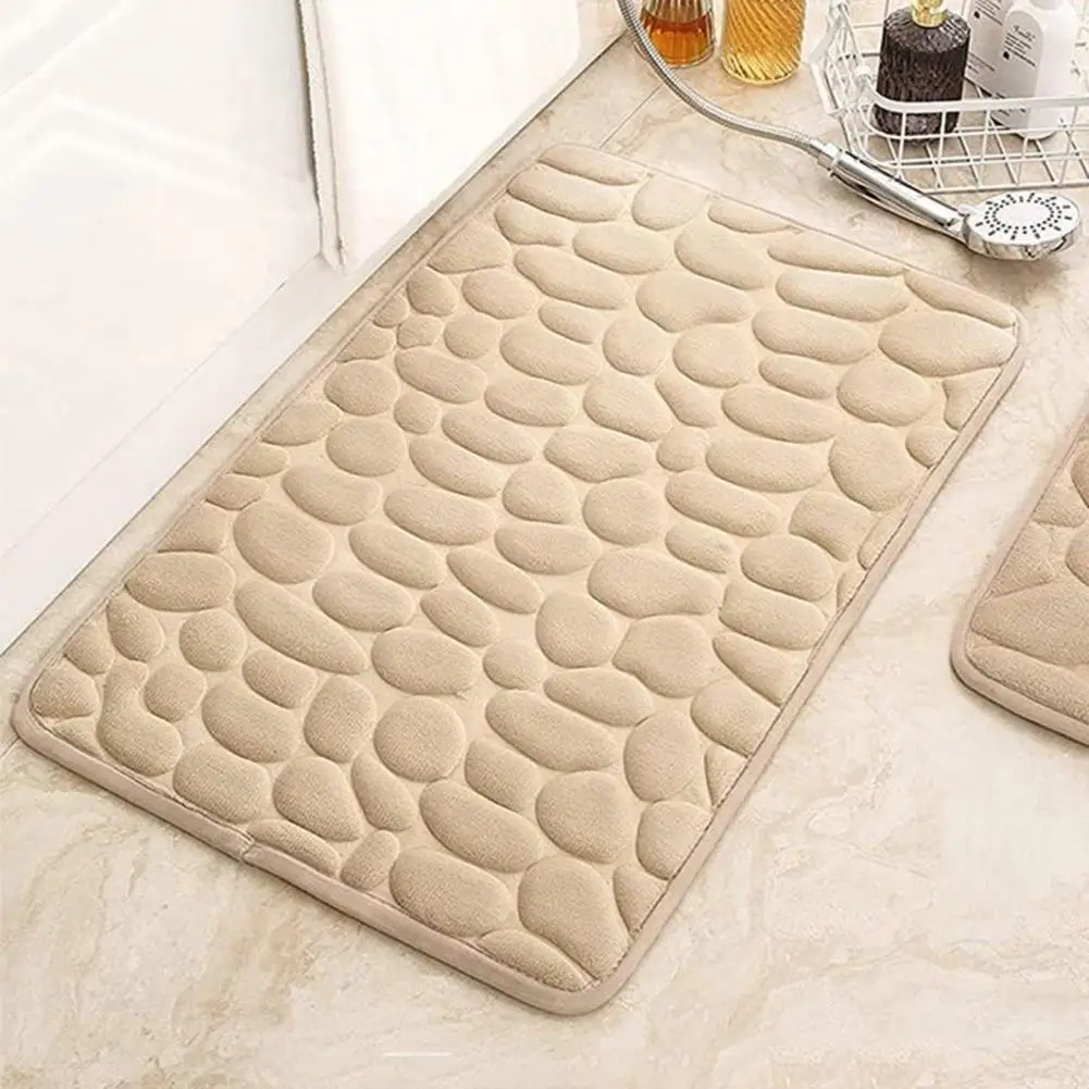 Alfombra de baño de espuma viscoelástica, alfombra inferior de Pvc, alfombra de baño suave de guijarros de dibujos animados con gran absorción de agua para dormitorio para personas mayores