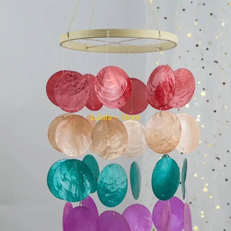 Y4QA Ręcznie robione naturalne muszle Kuranty wiatrowe na kreatywne prezenty urodzinowe Balkon do sypialni Pokój Windchimes do