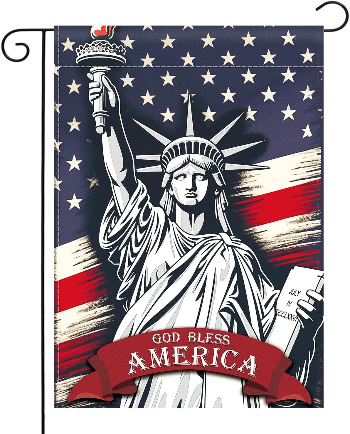 Patriotic Garden Flag 12x18 Inch Double Sided Statue of Liberty God Bless America Flag Memorial Day Independence Day Indoors EEZ