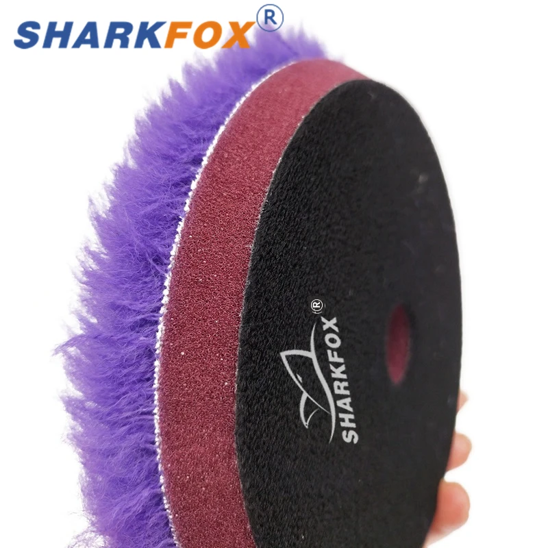 Sharkfox-Almofada De Polimento De Lã Roxa para Pintura De Carro, Enceramento, Buffer, Polidor De Uso, Lã, 5 em, 6in