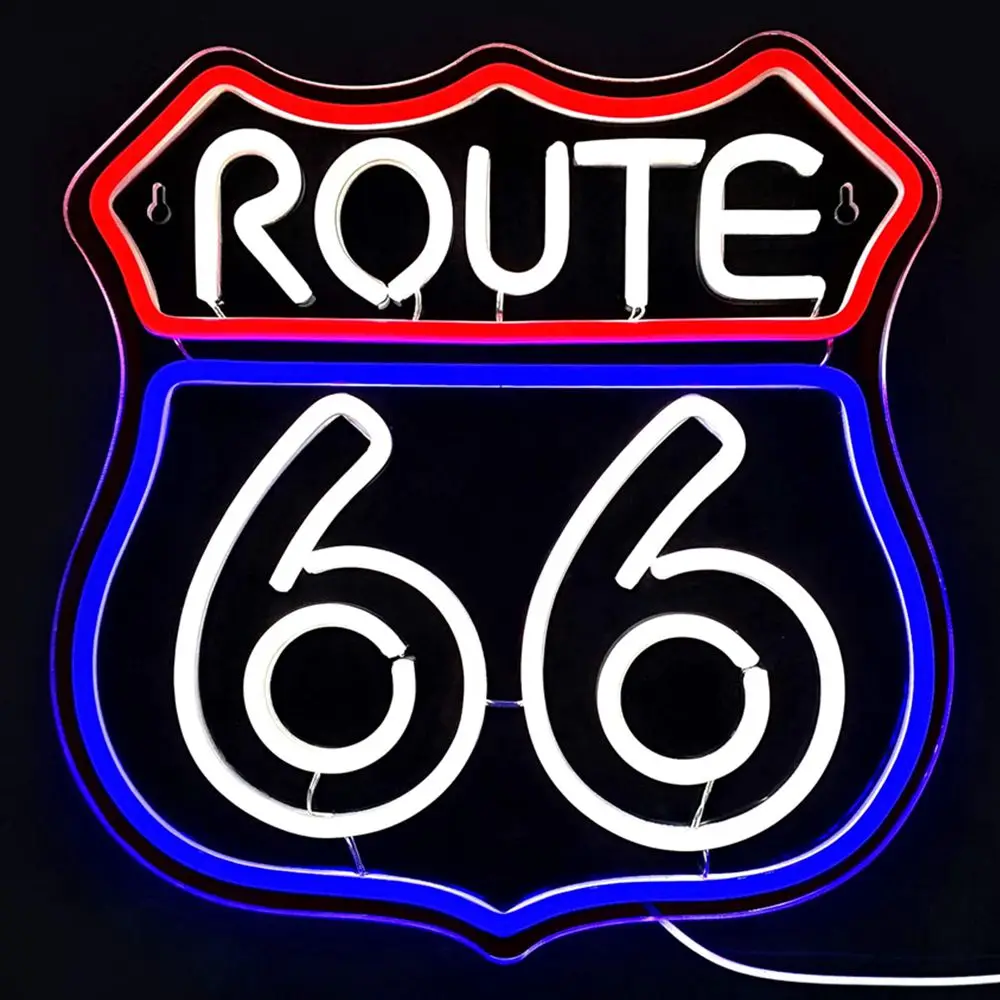 

Route 66 Led Neon Sign Light USB Powered and With Dimmable Switch For Bedroom Home Office Hotel Cafe Recreation Room Wall Decor
