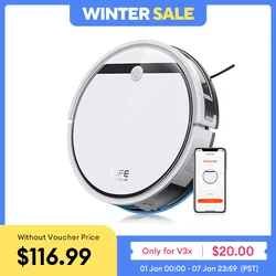 ILIFE V3X Robot Vacuum and Mop Combo, V3s Pro Upgraded, kompatybilny z Alexa/Google/WiFi, 120 minut, 3000Pa, idealny do sierści zwierząt