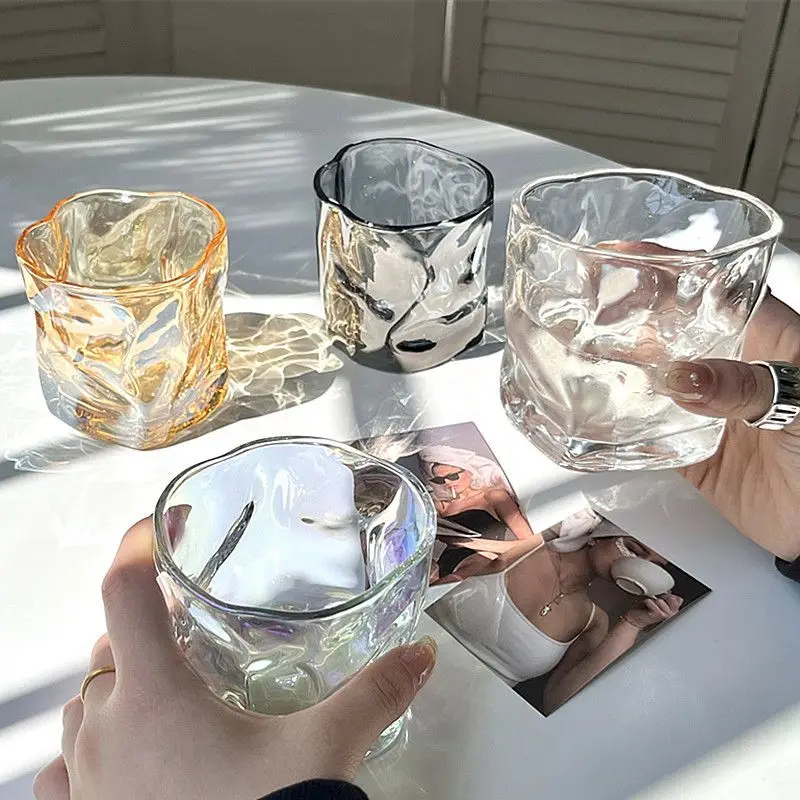 Irregular Twist Glass Cup Thick Spiral Glass for Coffee Mug Whiskey Glasses Drinkware Juice Cocktail Drinking Glasses Household