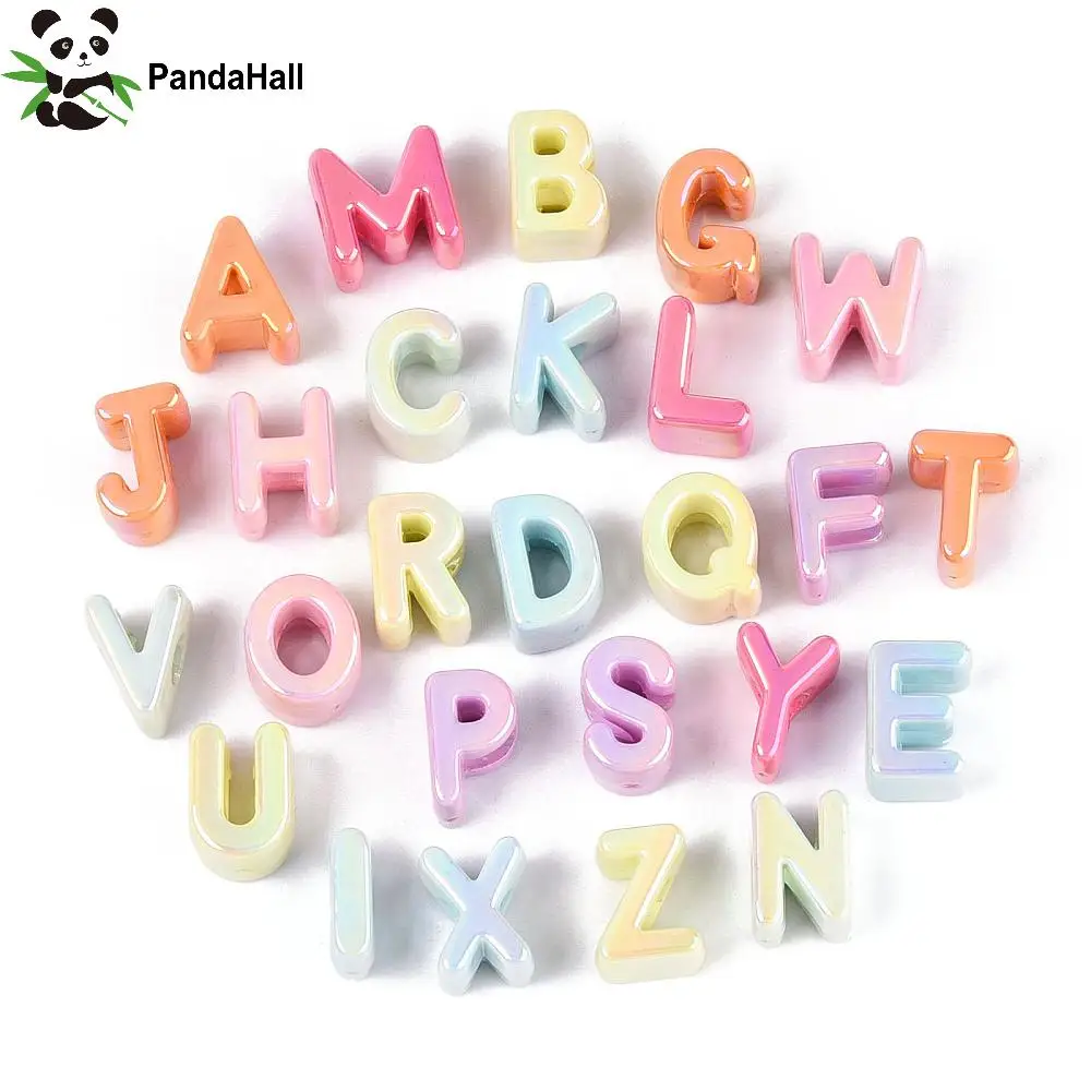 PandaHall 200Pcs Glow in The Dark Acrylic Letter Beads Luminous UV Plating Alphabet Large Beads for DIY Jewelry Crafts