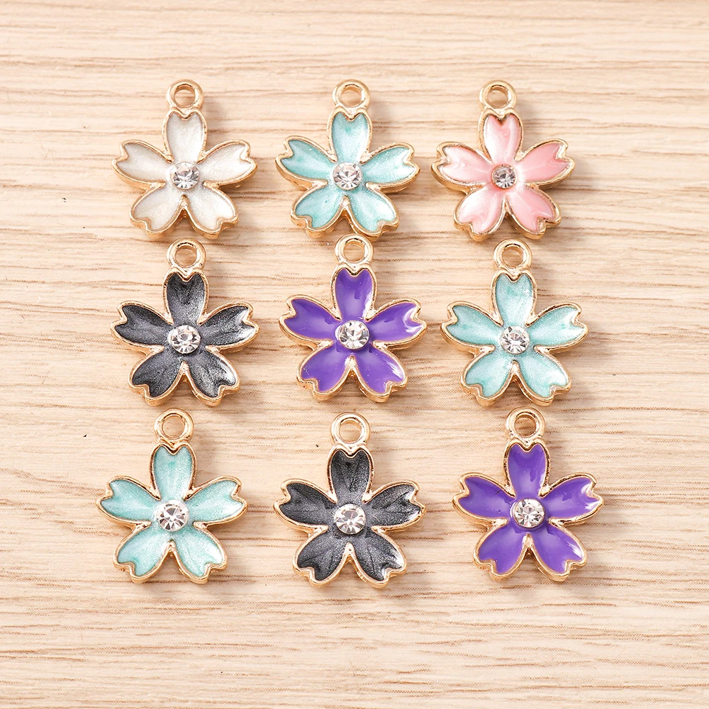 Tusember 20 Stück 14*17mm bunte, niedliche Sakura-Kirschblüten-Anhänger für handgefertigte Ohrhänger, Armbänder, Schmuckherstellung und Bastelarbeiten – Detail 5