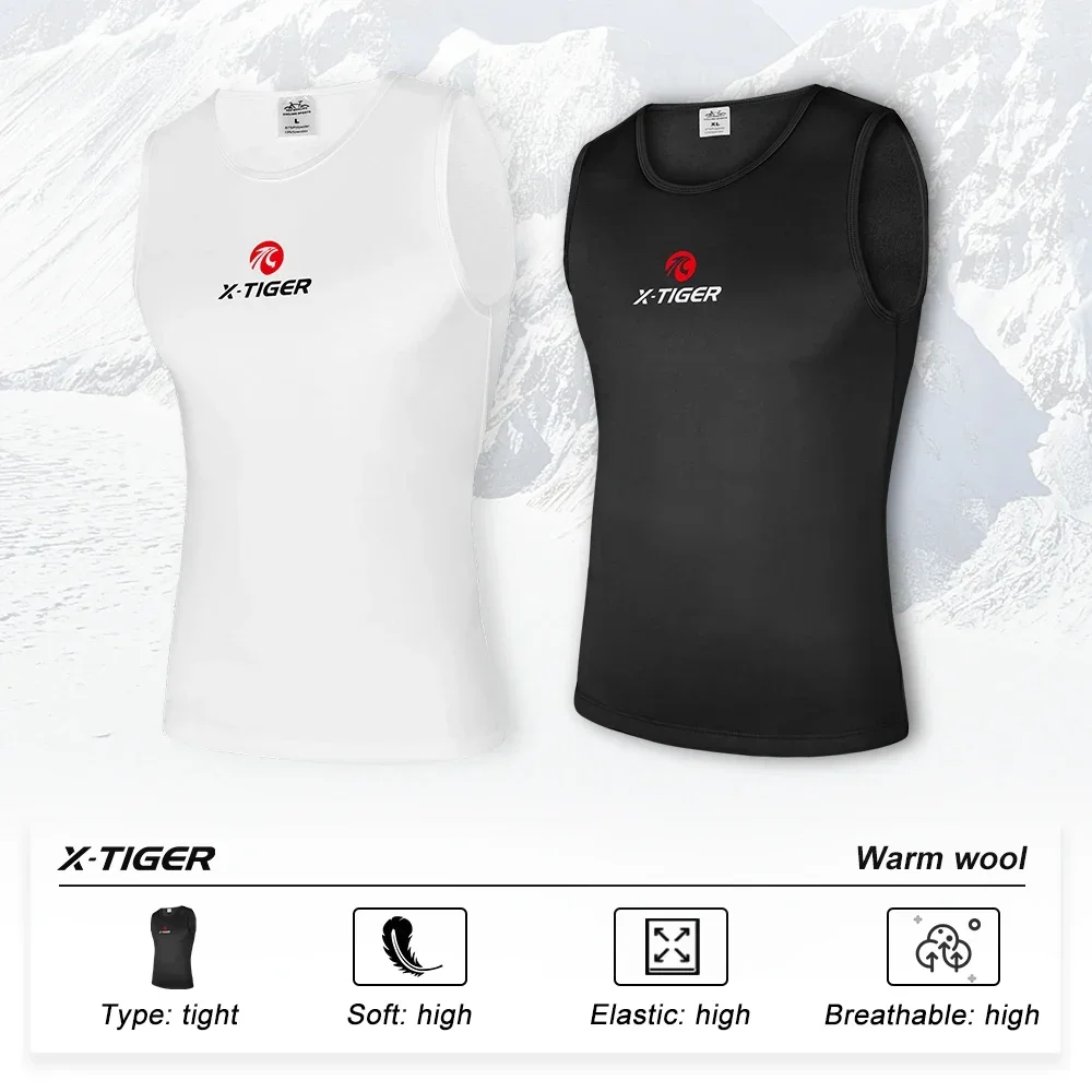 X-TIGER Winter Fleece Base Layer Thermal Sports Vest Running & Leisure Base Layer Sleeveless Thermal Top Unisex Garment