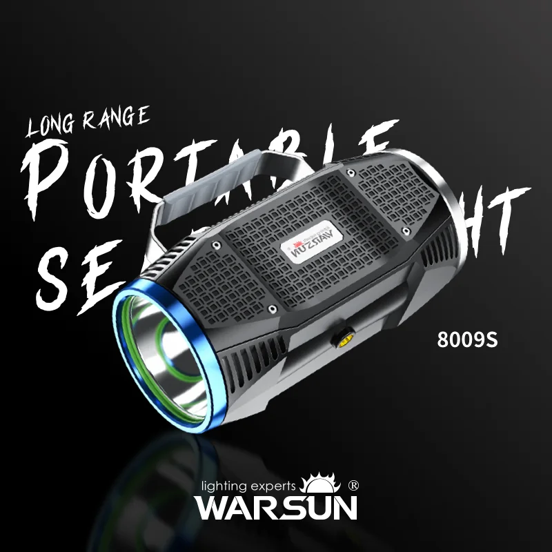 WARSUN 8009S High Mode Long Shot Solar Impulse Searchlight - Rechargeable Multi-function LED Flashlight