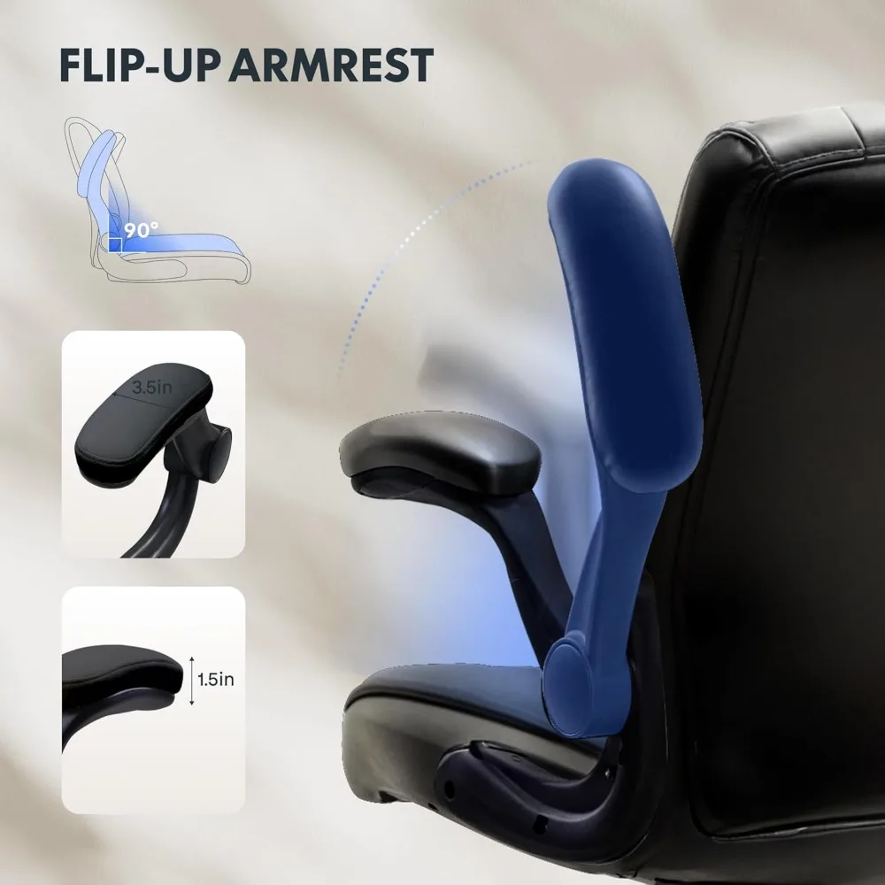 كرسي صياغة FLEXISPOT، كرسي مكتب أسود، كرسي مكتب مريح مع مسند قدم قابل للتعديل/مسند ذراع قابل للطي/4.7 بوصة Th #6