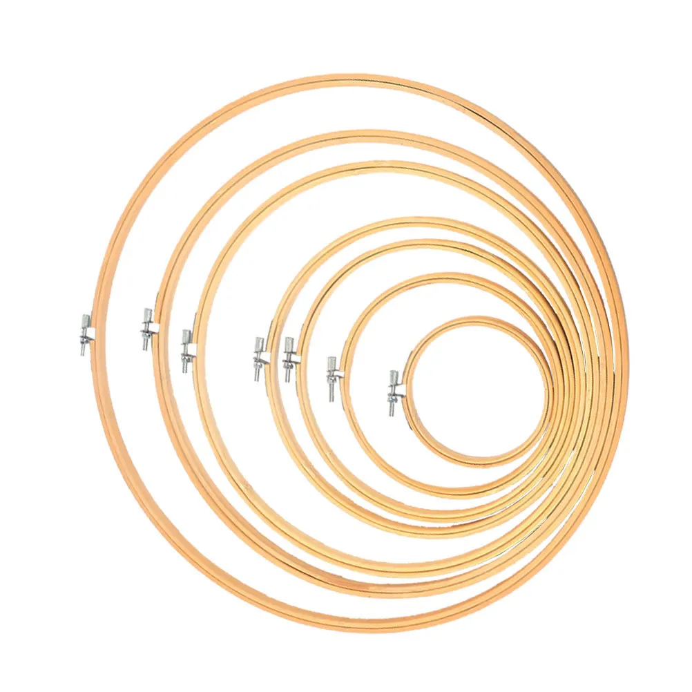 

6Pcs Bamboo Cross Stitch Fixing Frame Assorted Sizes Mini Round Embroidery Hoops for Sewing Crafting DIY Accessories