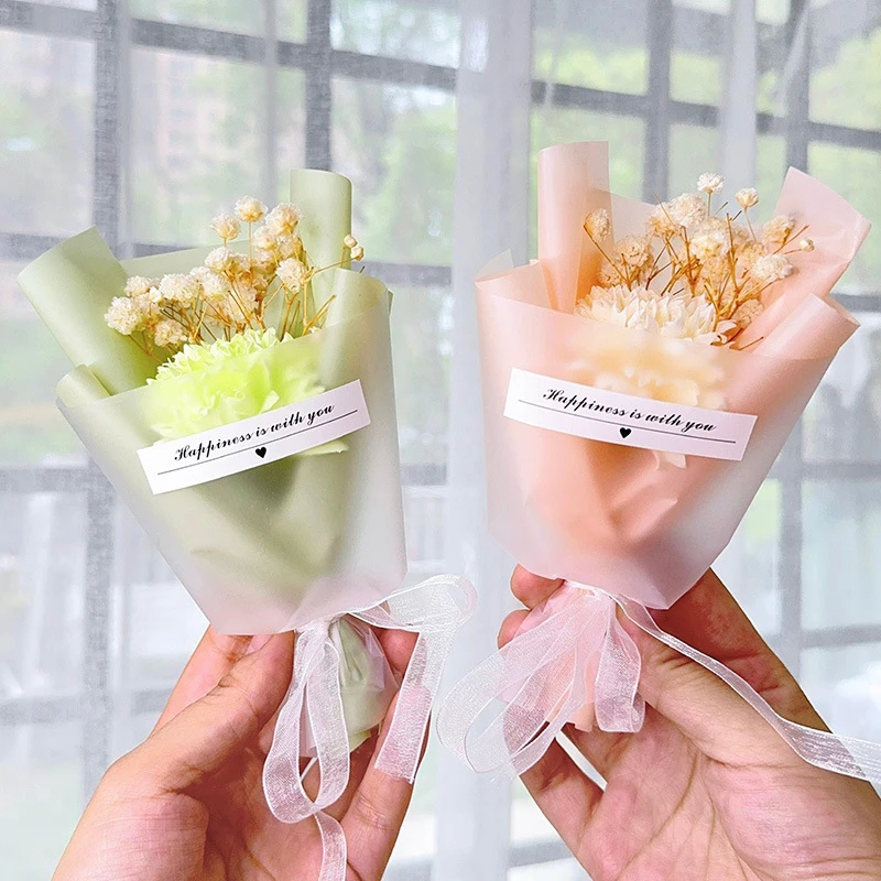 Mini piccolo Bouquet di fiori secchi garofano secco decorazione di fiori artificiali forniture per feste sapone di fiori decorazione di nozze regalo