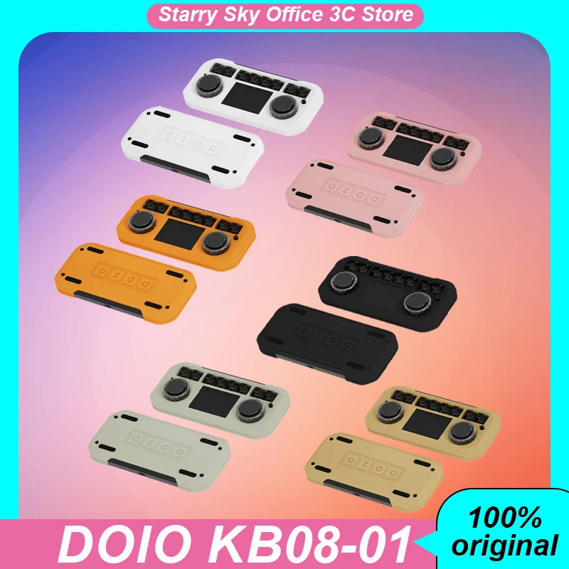 DOIO KB08-01 mini Mechanical Keyboard Aluminum alloy touchpad Dual Knobs portable RGB lighting effect Customized mini keyboards