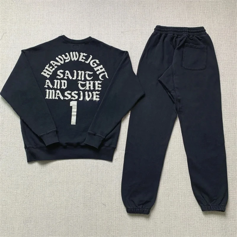 

25SS Saint Michael Men Pants SAINT Letter Printing Oversized Black Jogger Sweat Pants Tracksuit Set