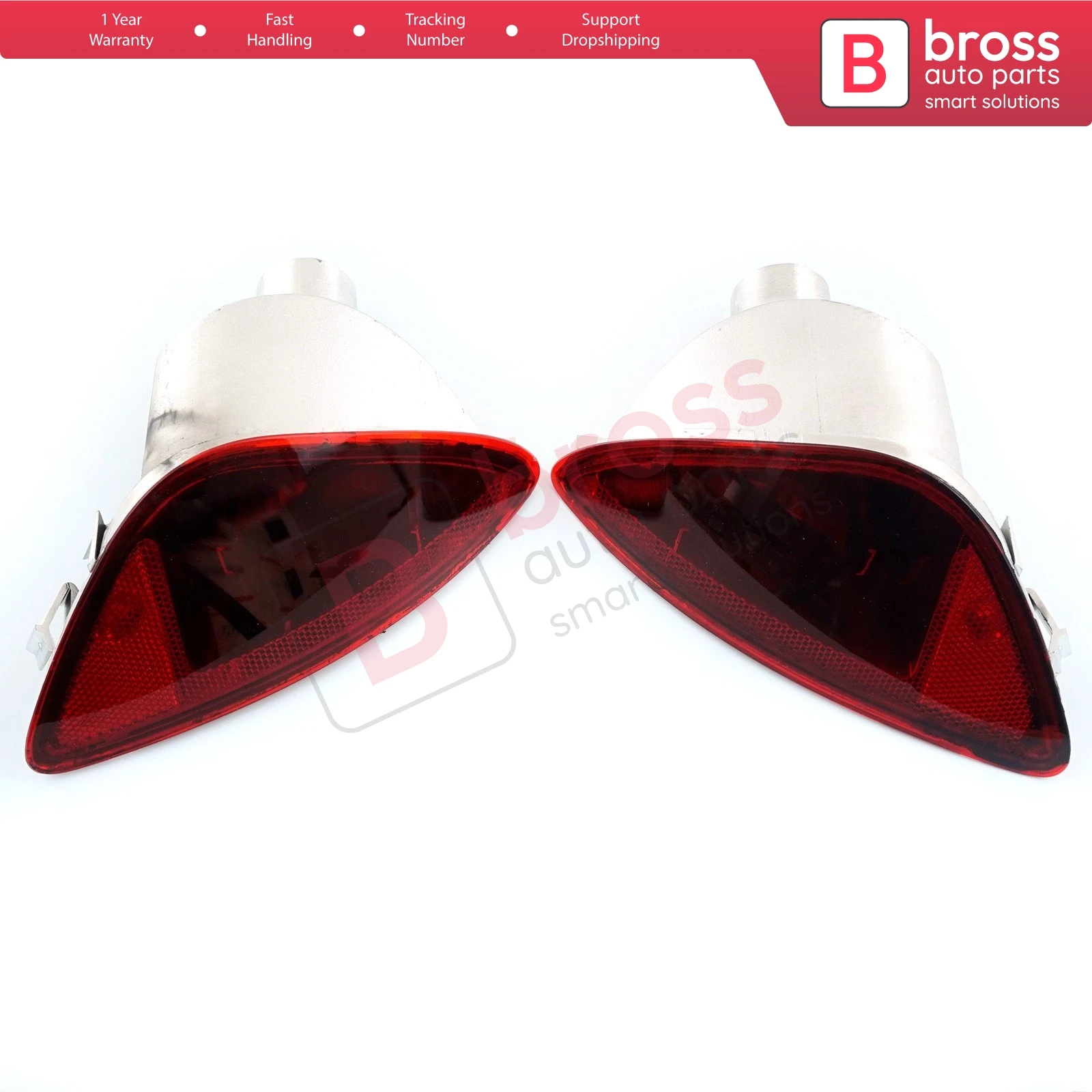 BSP988 Rear Bumper Tail Fog End Light Lamp Lens Reflector 8200776055, 8200776054 for Renault Clio MK3 Made in Turkey